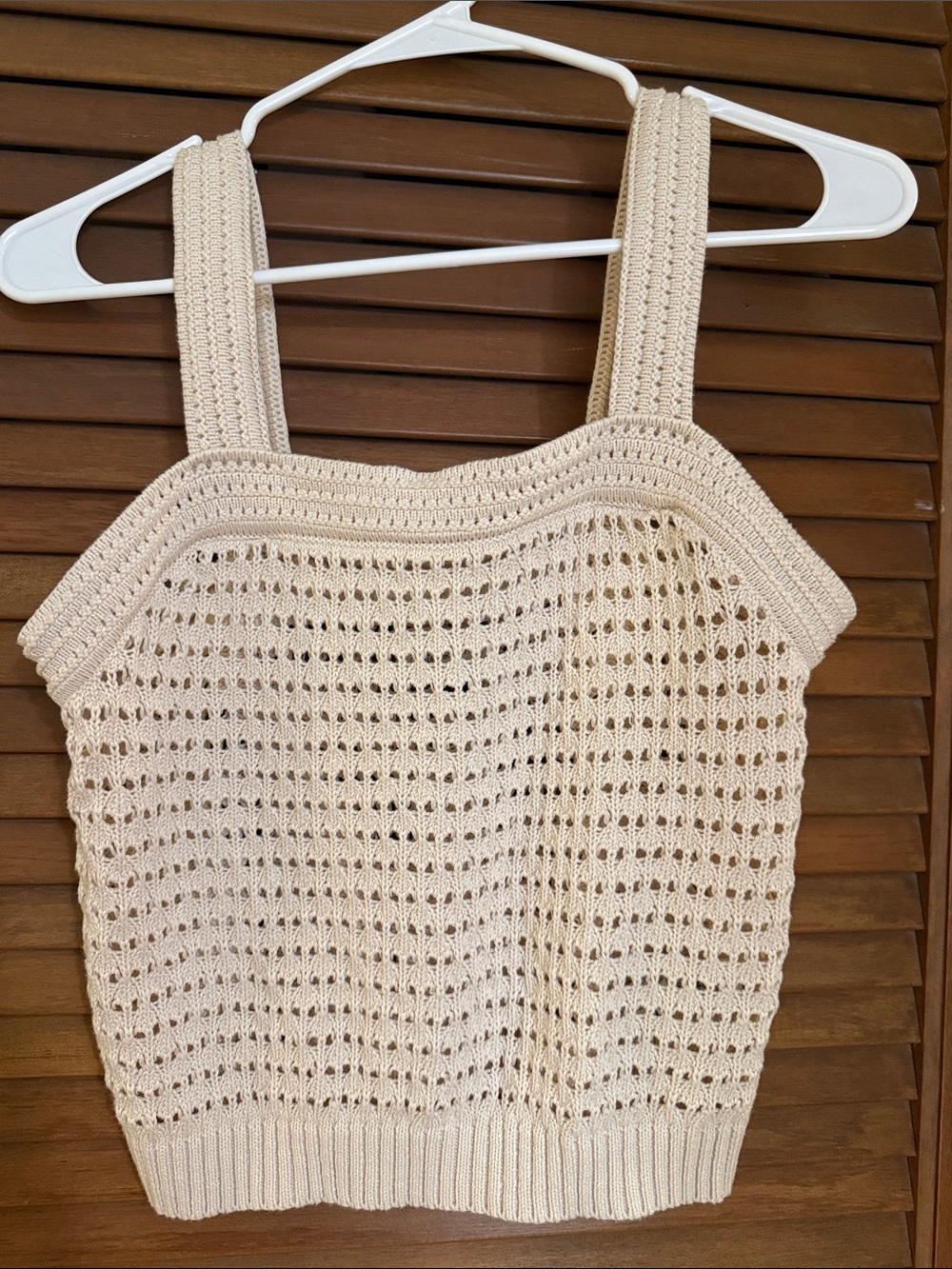 Universal Thread Cream Crochet Knit Tank with Wide Straps